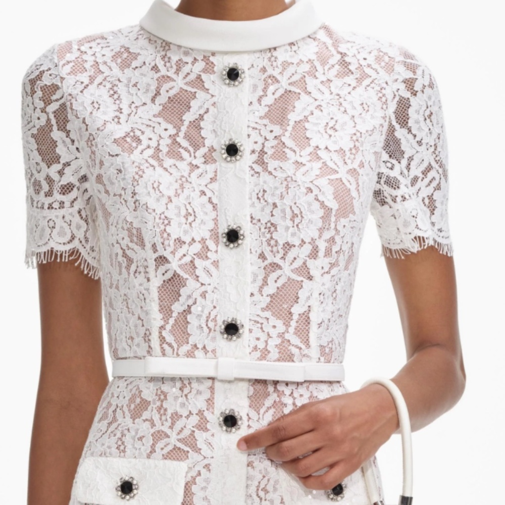 self-portrait White Lace Button Midi Dress 2026 - Size:US4 - MSRP $615 - NWT - Picture 9 of 9